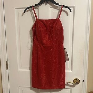 Crystal Doll Glittery Red Mini Dress